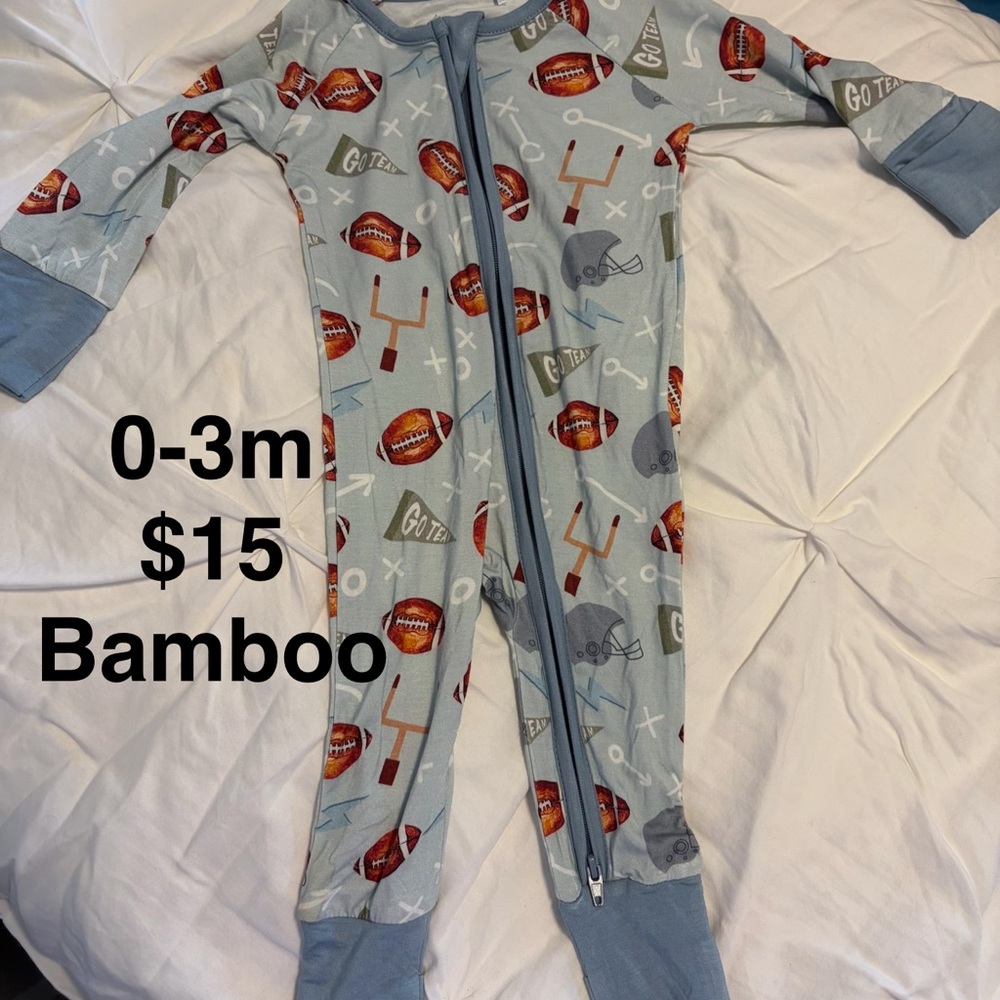BAMBOO Kids One Piece - Light Blue with Sports Print